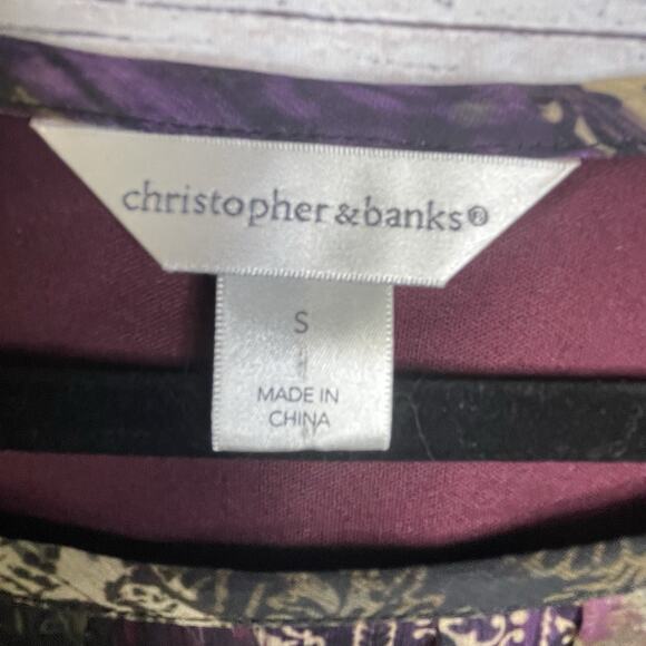 Christopher & Banks Blouse SZ Small‎ Women Purple Chiffon Overlay Tank Lining - Picture 9 of 15